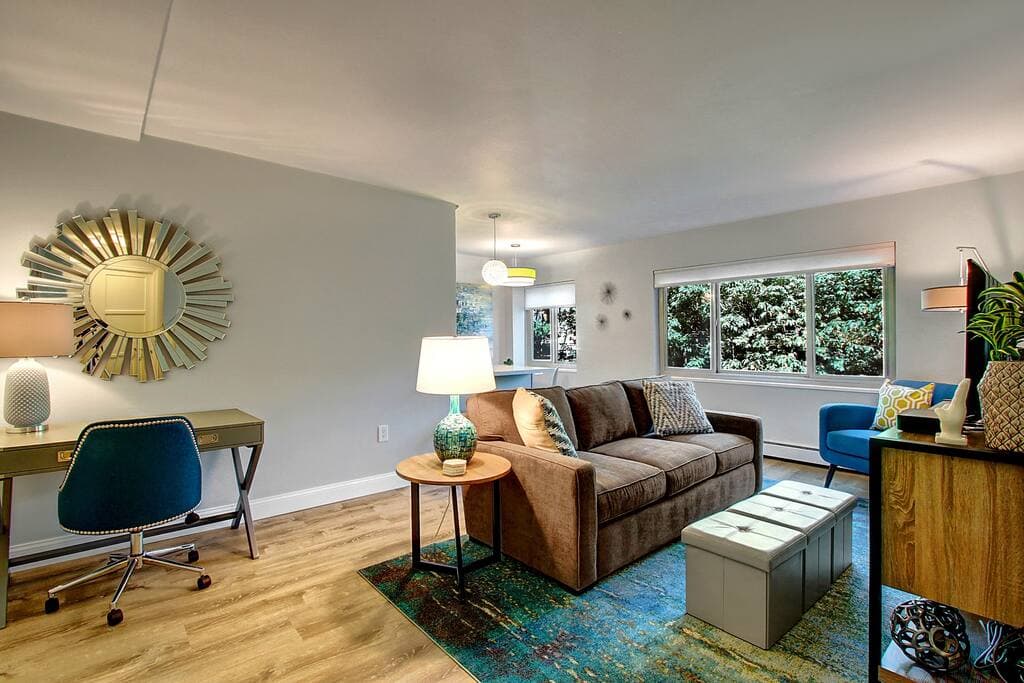 Although location is the selling point, the apartment is aesthetically and functionally designed.