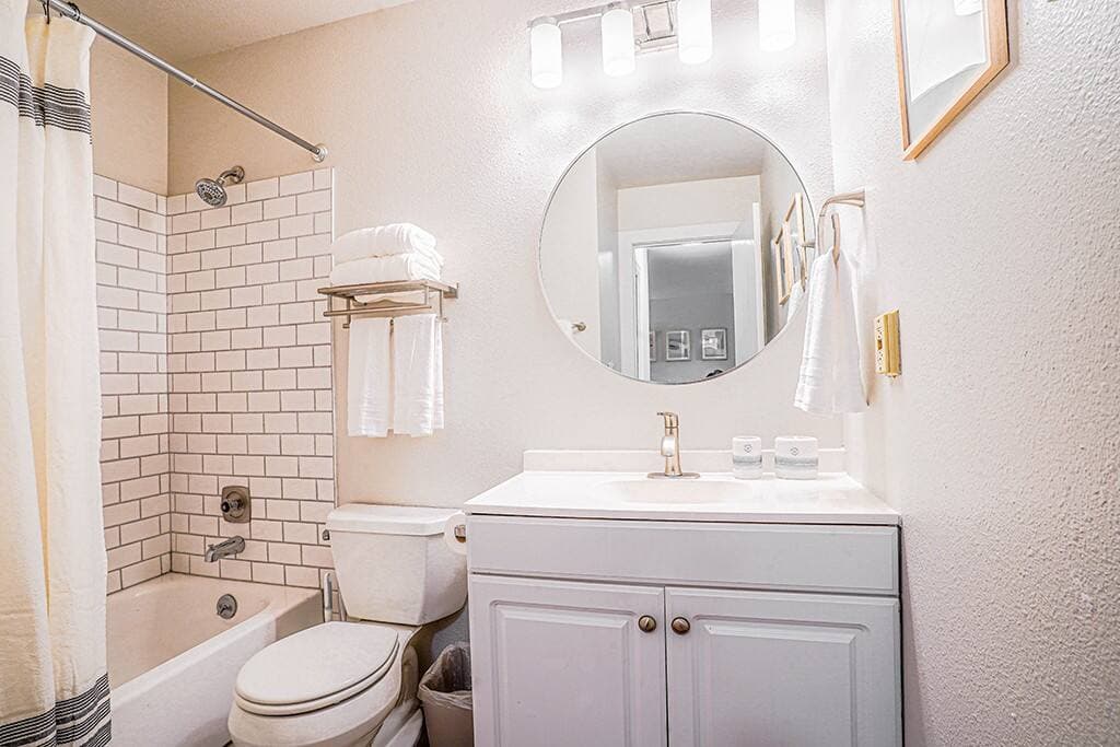 Modernized bathroom with everything you need to start your day