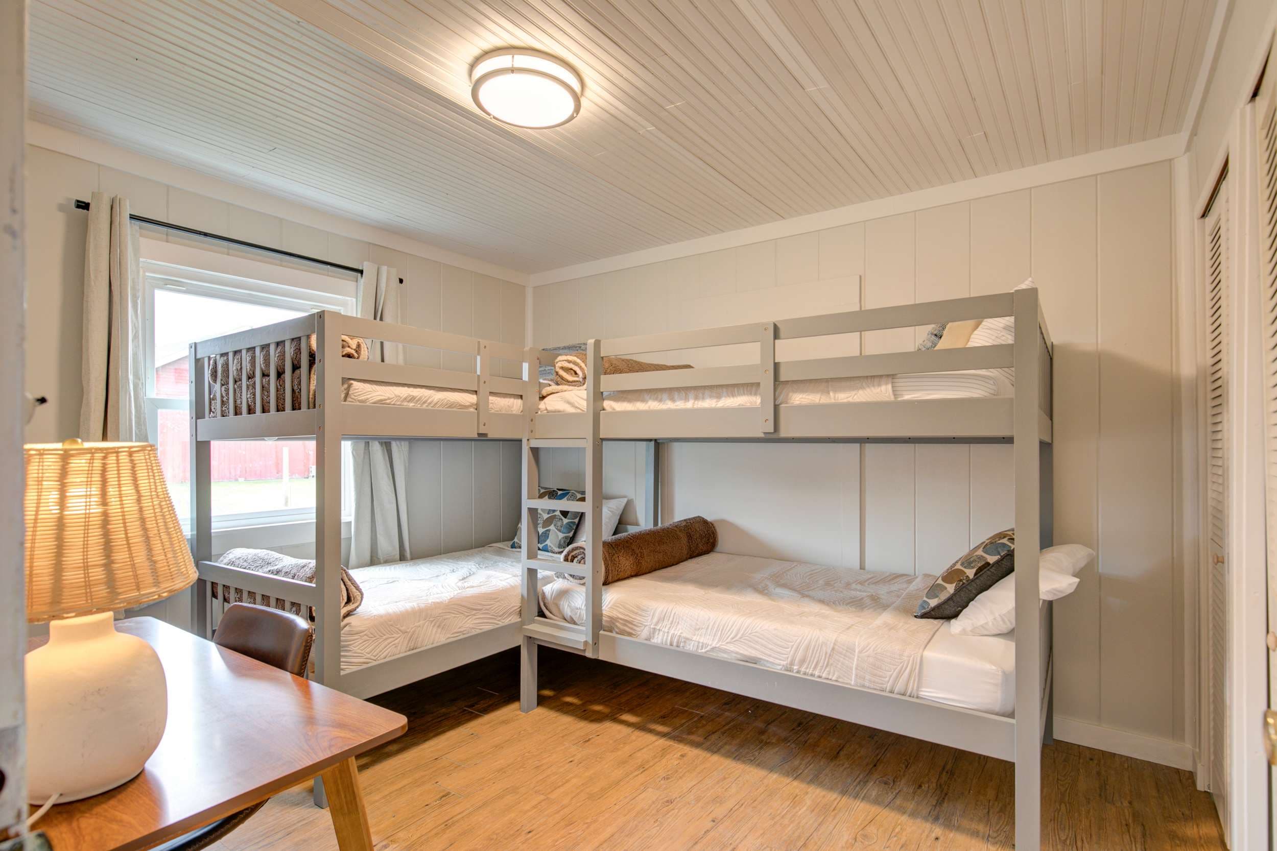 Double the fun with these cozy bunk beds—perfect for sleepovers and adventures